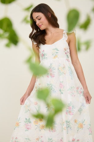 Ruffle Sleeve Midi Dress
