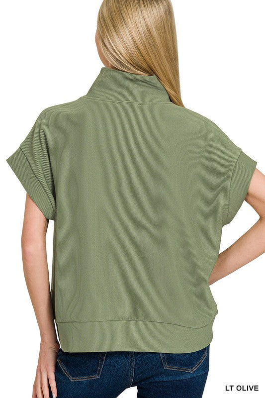 Ribbed High Neck Top
