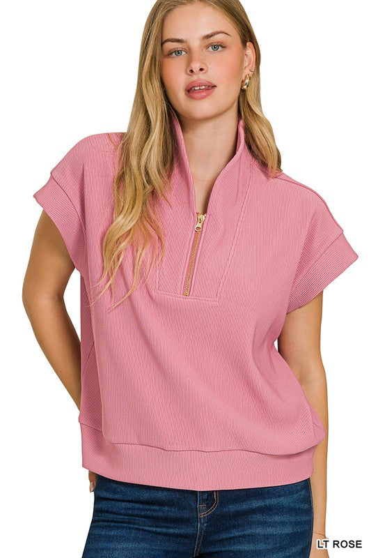 Ribbed High Neck Top
