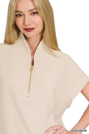 Ribbed High Neck Top