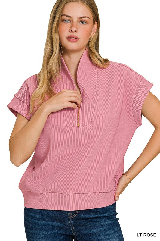 Ribbed High Neck Top