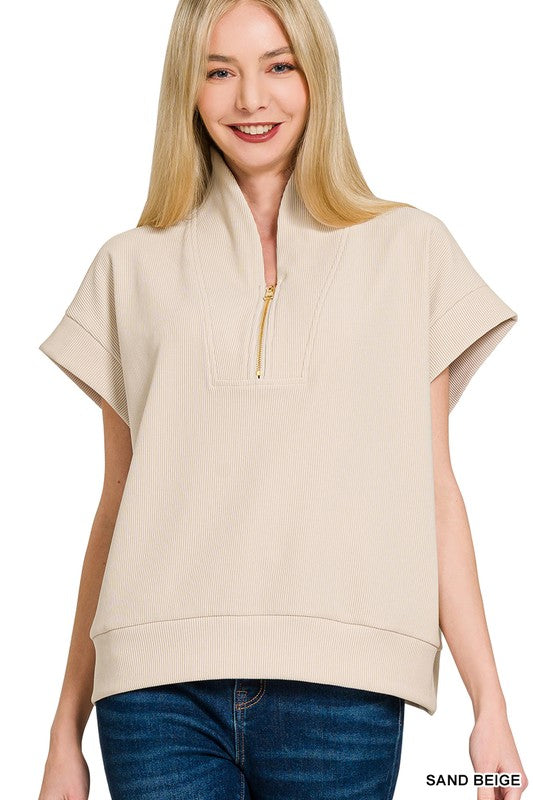 Ribbed High Neck Top