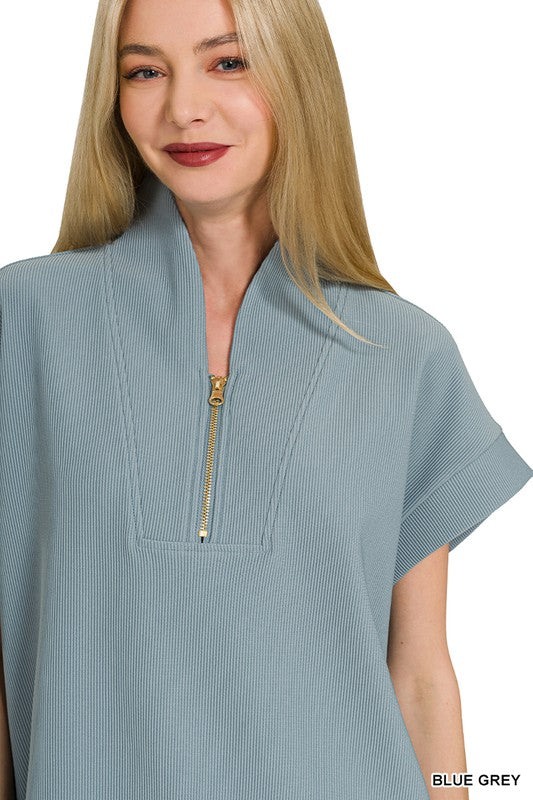 Ribbed High Neck Top