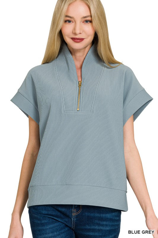 Ribbed High Neck Top