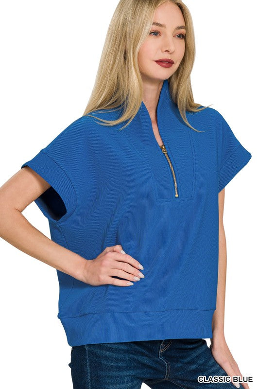 Ribbed High Neck Top