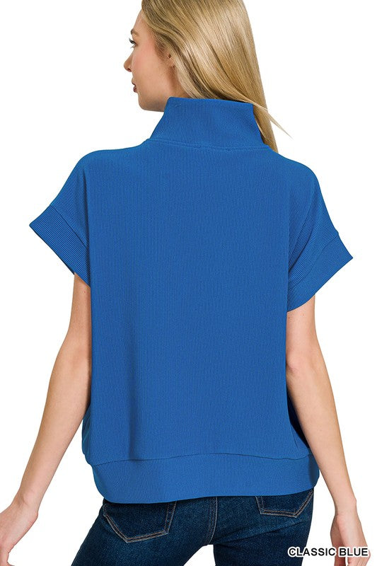 Ribbed High Neck Top