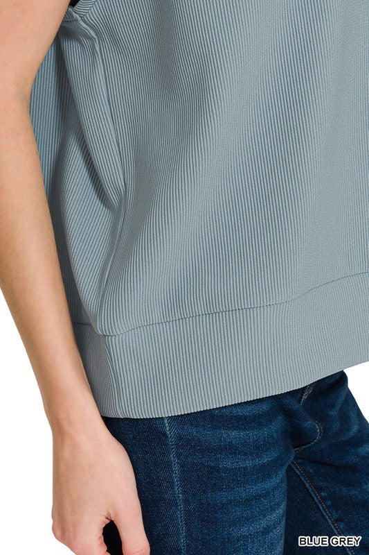 Ribbed High Neck Top