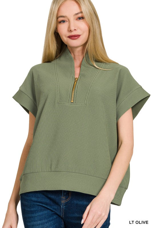 Ribbed High Neck Top