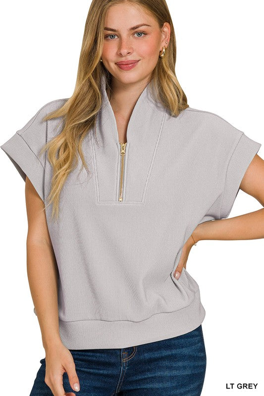 Ribbed High Neck Top