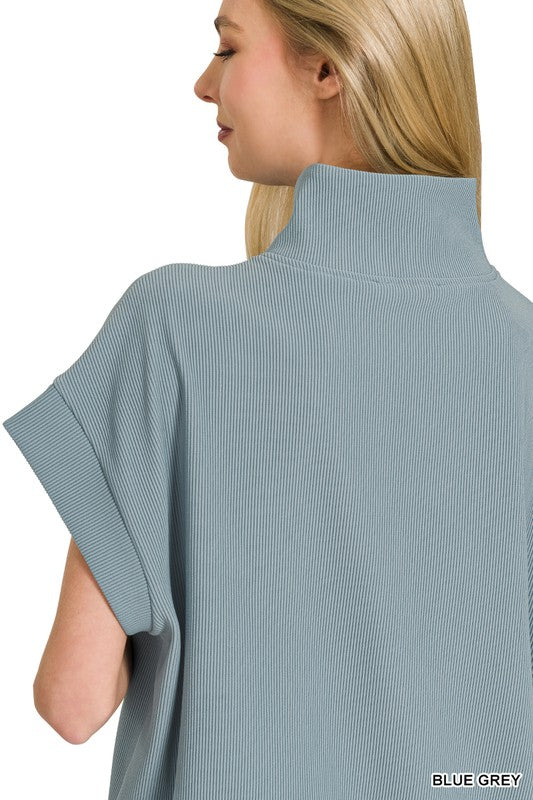 Ribbed High Neck Top