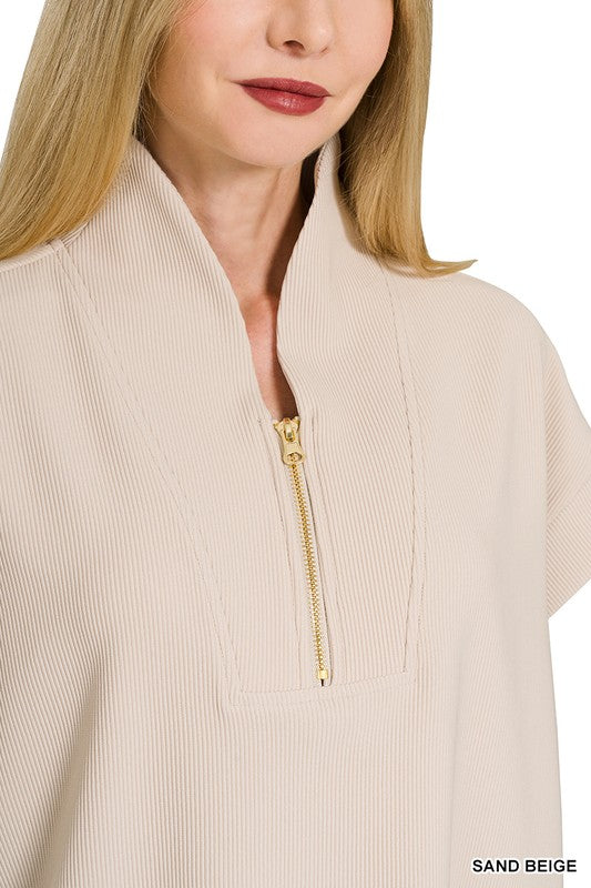 Ribbed High Neck Top
