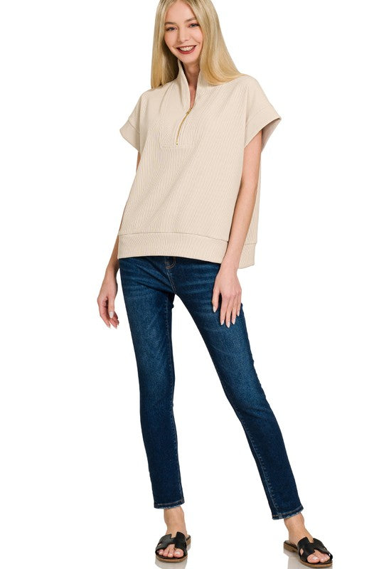 Ribbed High Neck Top