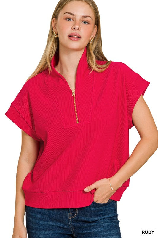 Ribbed High Neck Top