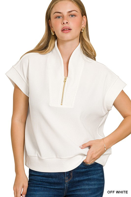 Ribbed High Neck Top