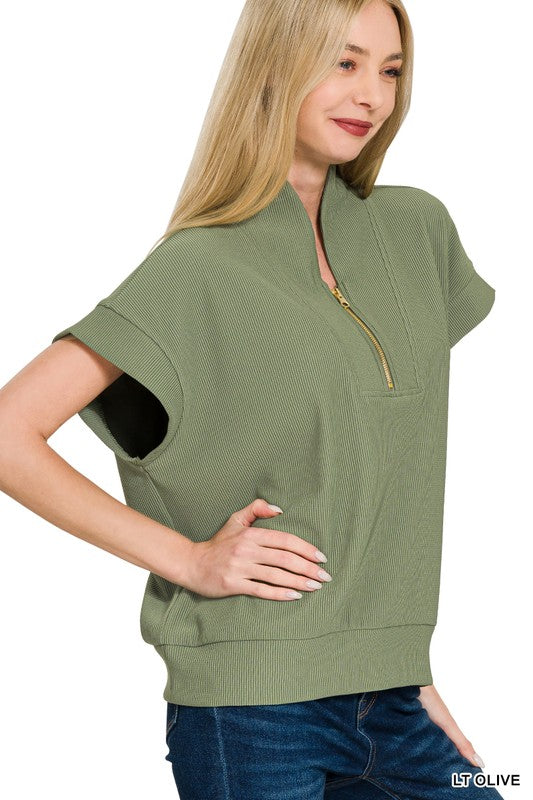 Ribbed High Neck Top