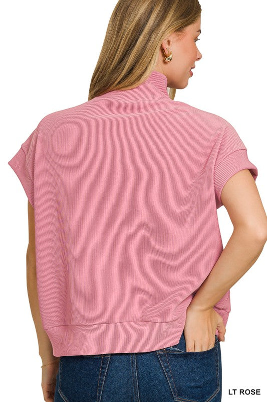 Ribbed High Neck Top