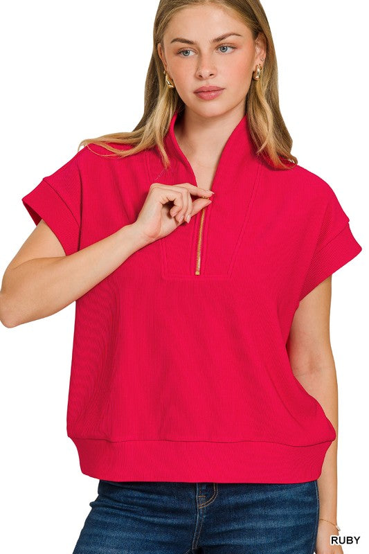 Ribbed High Neck Top