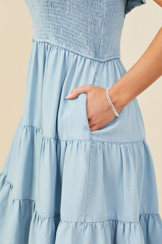 Smocked Tencel Dress
