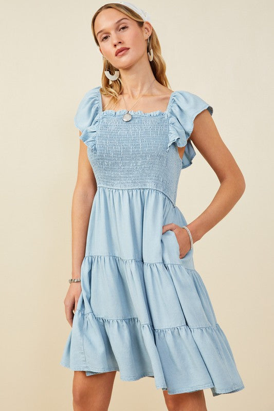 Smocked Tencel Dress