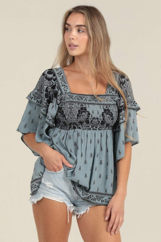 Smocked Bust Blouse