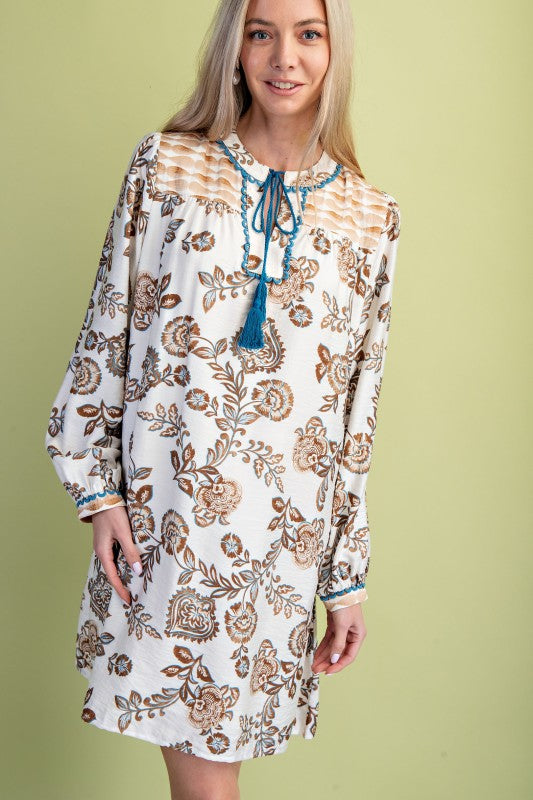 Printed V Neck Dress