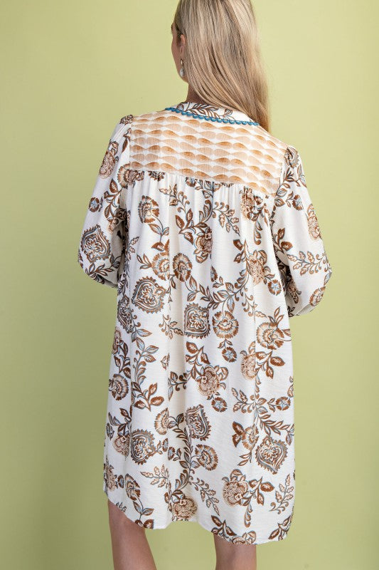 Printed V Neck Dress