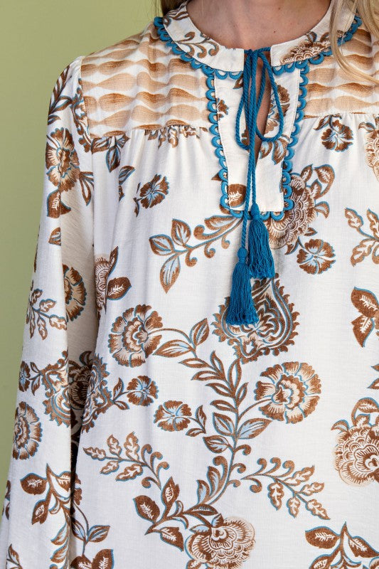 Printed V Neck Dress