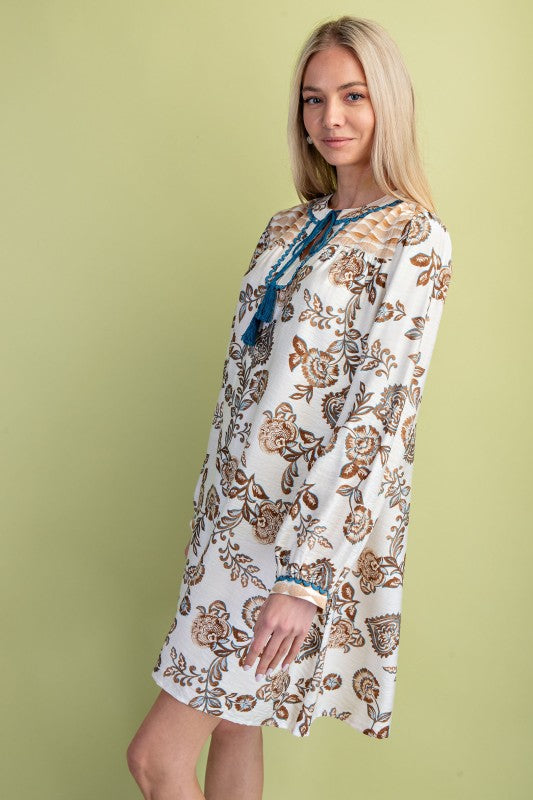 Printed V Neck Dress