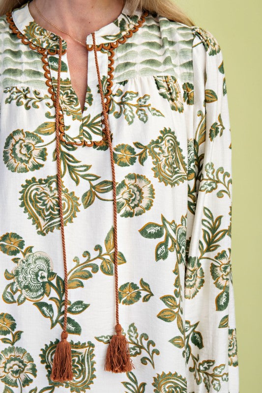 Printed V Neck Dress
