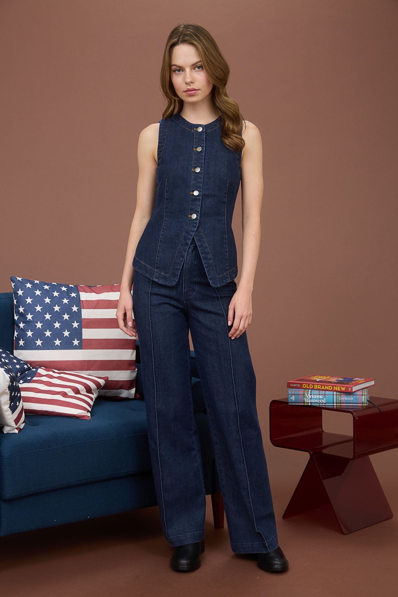 Round Neck Denim Vest
