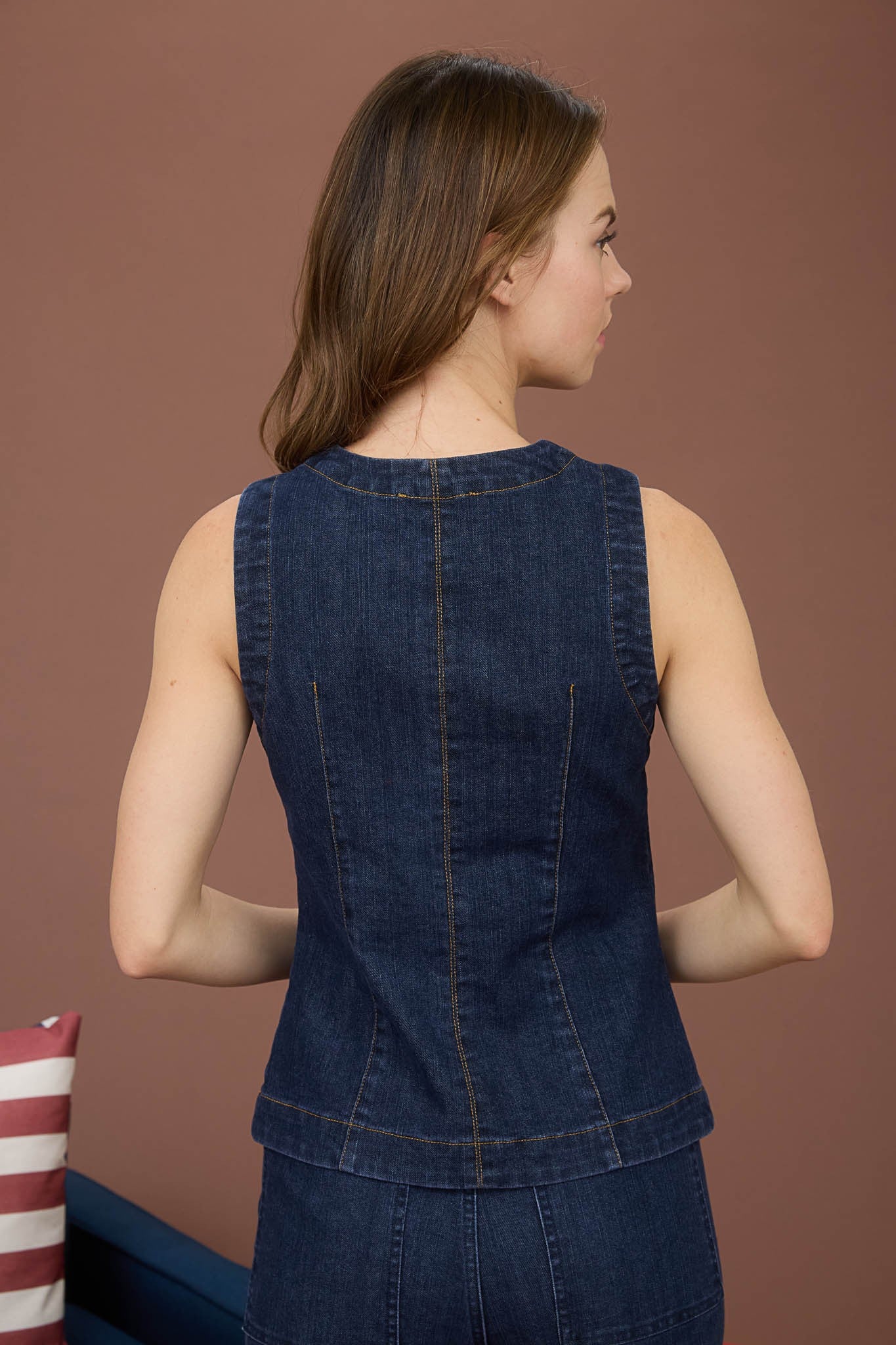 Round Neck Denim Vest