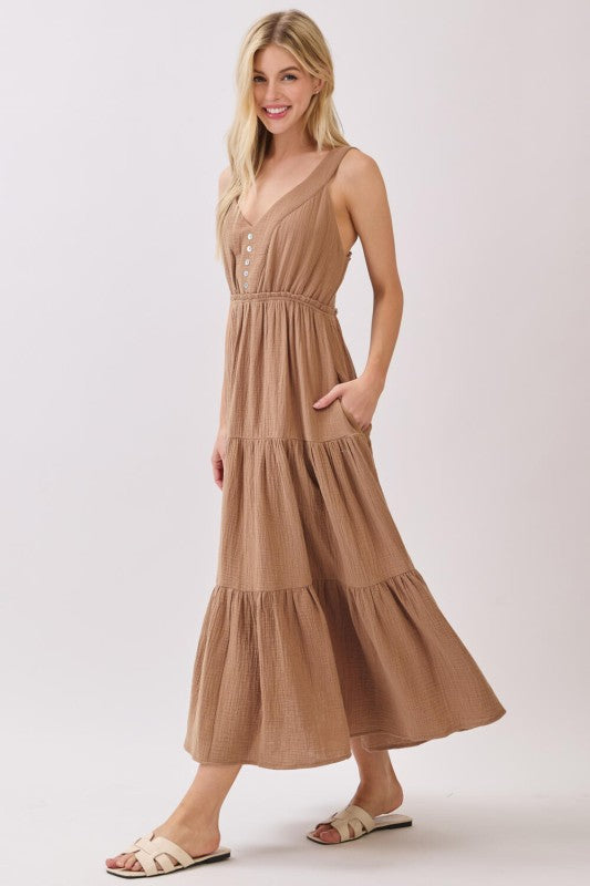 Gauze Tiered Midi Dress