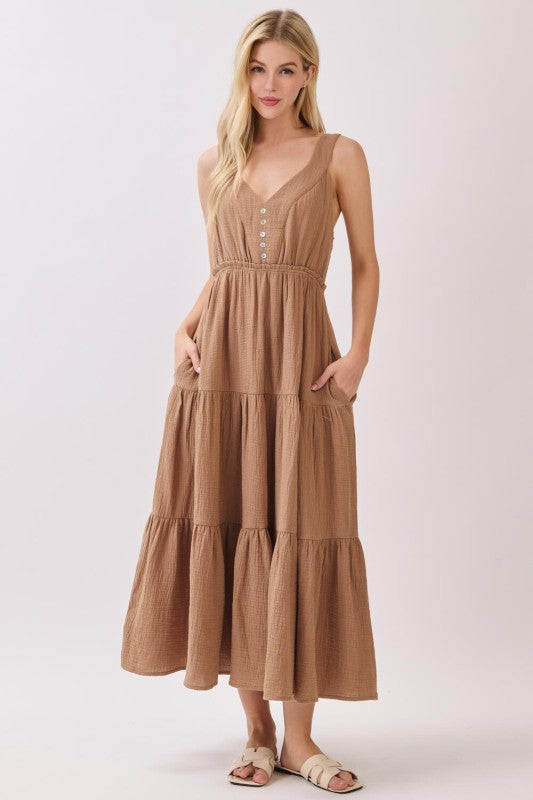 Gauze Tiered Midi Dress