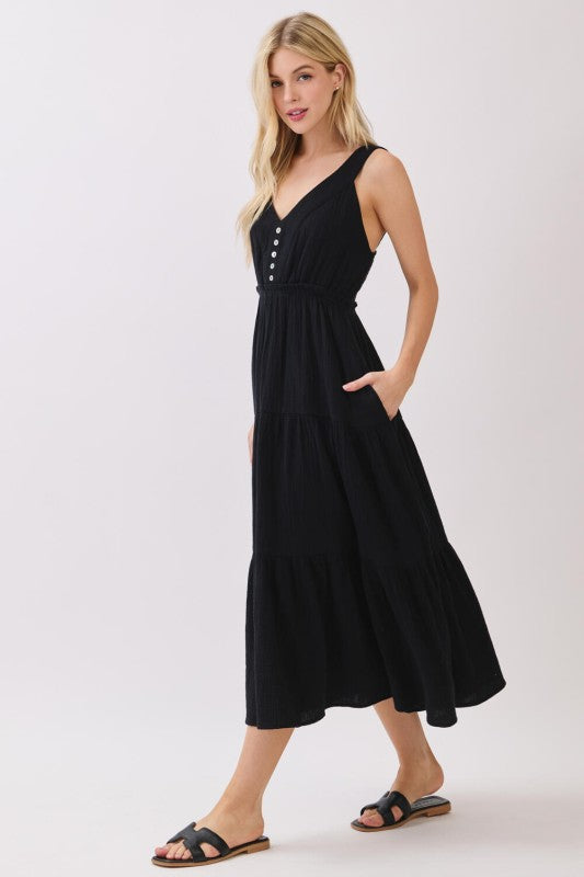 Gauze Tiered Midi Dress