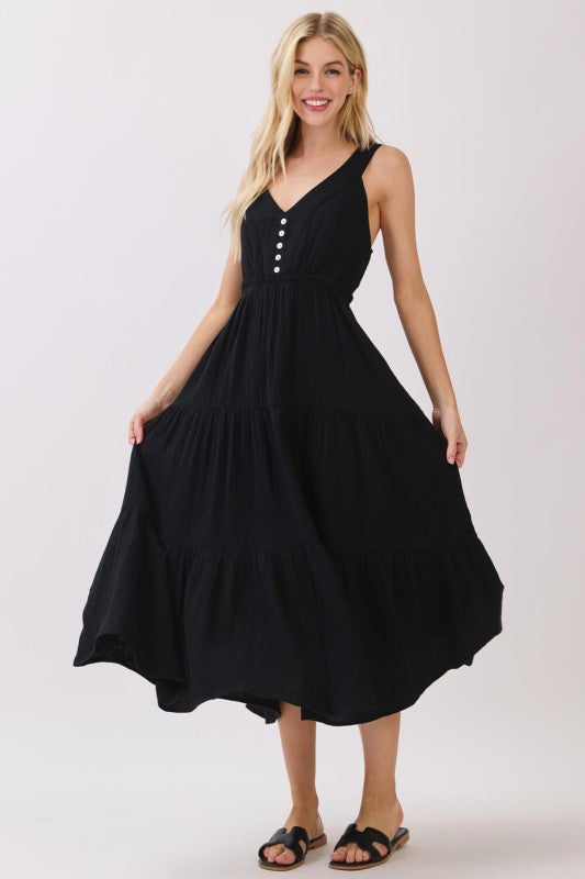 Gauze Tiered Midi Dress