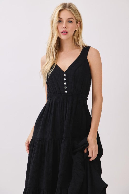 Gauze Tiered Midi Dress