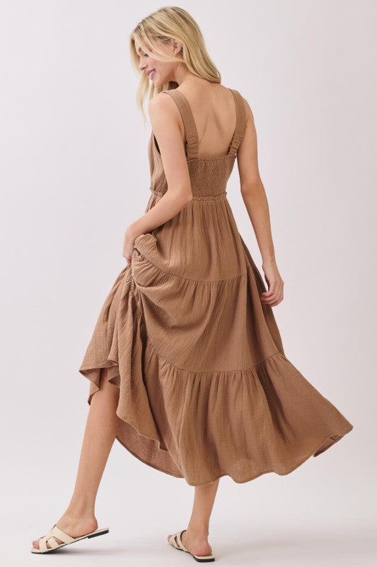Gauze Tiered Midi Dress