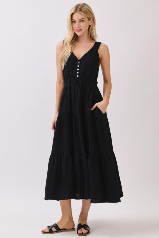 Gauze Tiered Midi Dress