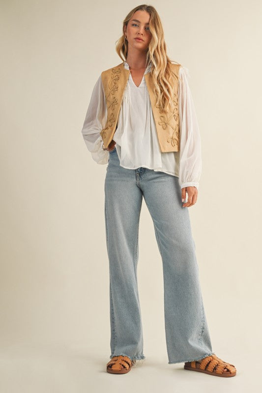 Embroidered Sleeveless Vest