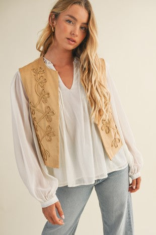 Embroidered Sleeveless Vest