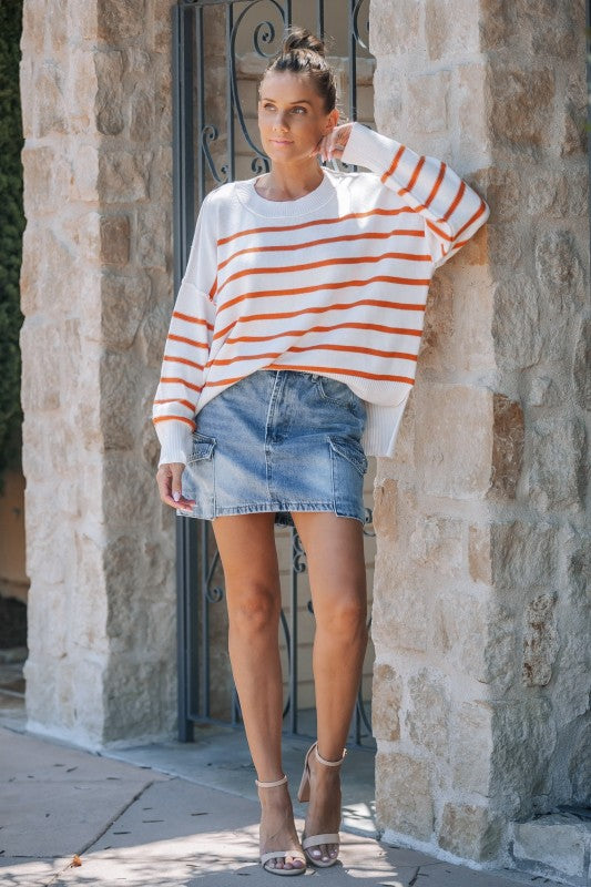 Stripe Dropped Shoulder Sweater