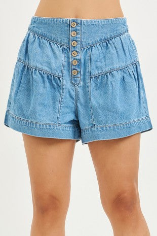Slouchy Shirred Shorts