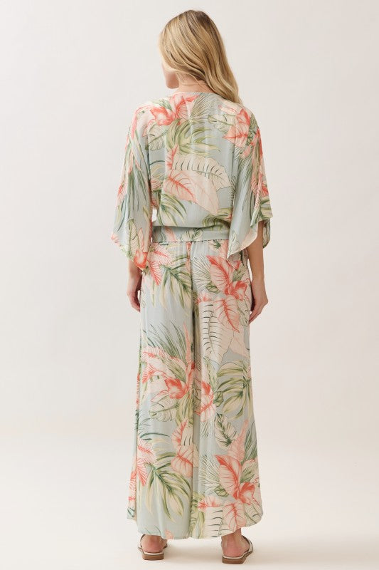 Print Smocked Wide Pants