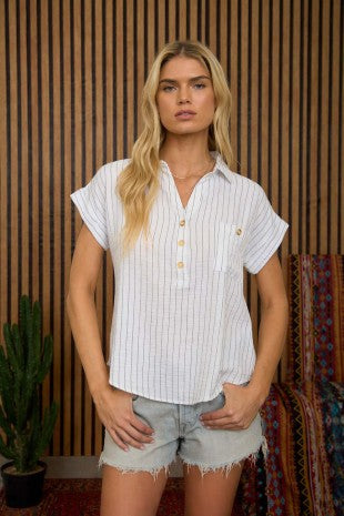 Stripe Short Sleeve Top