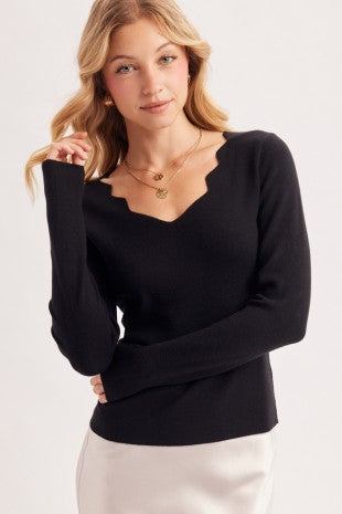 Scallop Knit Top