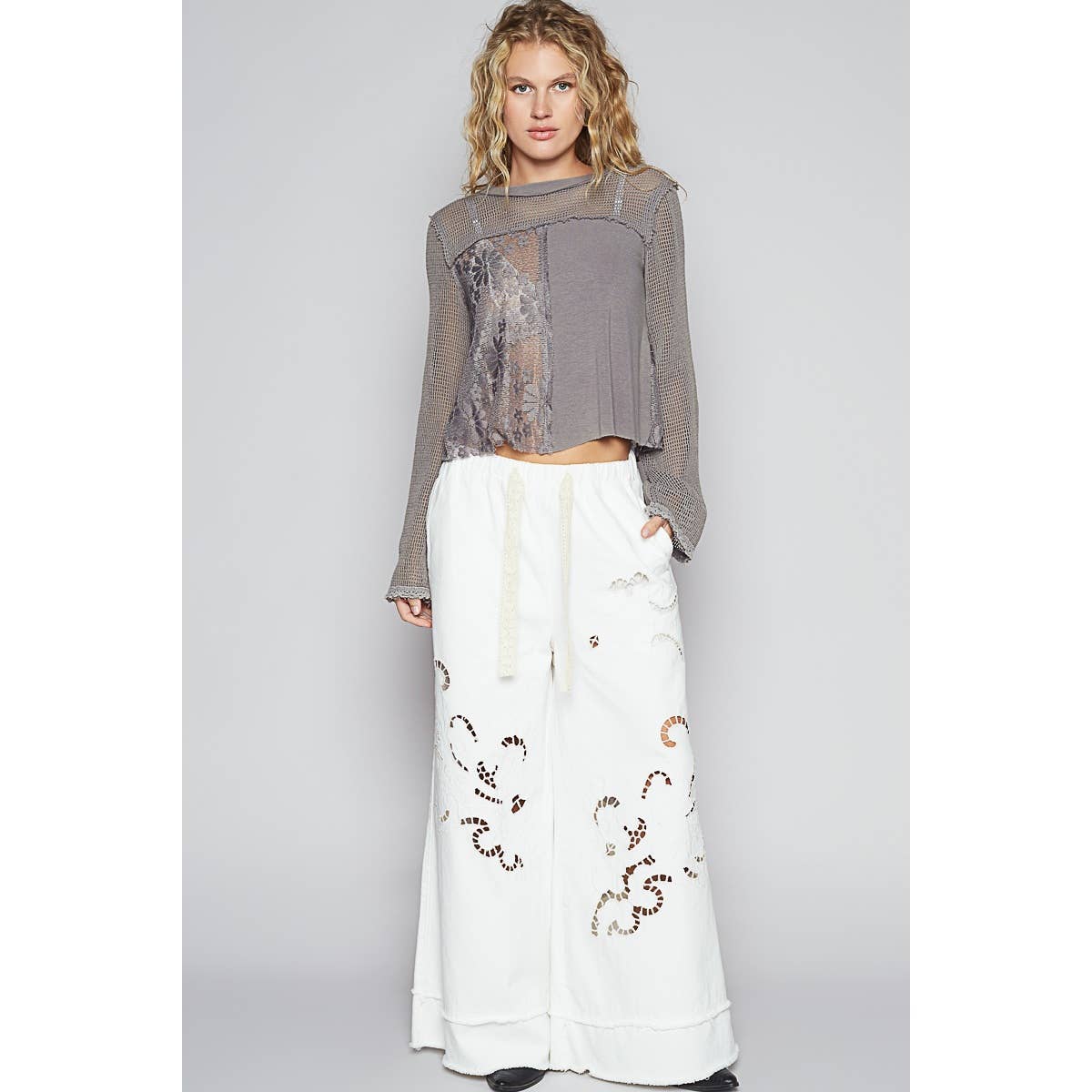 Lace Crochet Contrast Top
