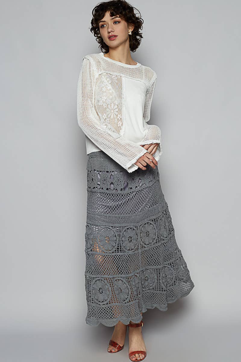 Lace Crochet Contrast Top