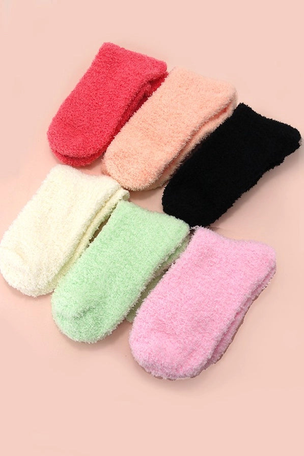 Warm Coral Fuzzy Socks
