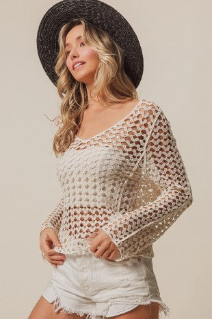 Open Knit V-Neck Cover