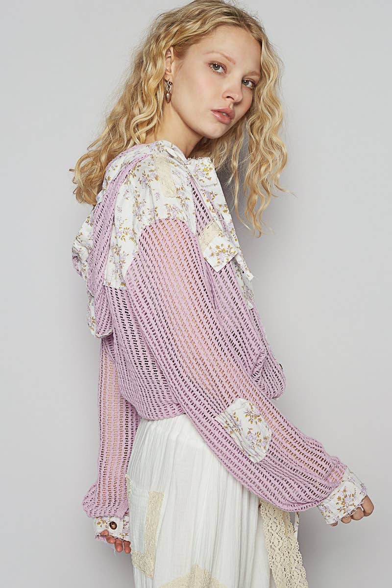 Floral Print Crochet Jacket